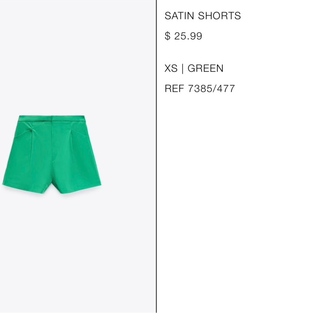 Green Satin Women's Shorts Zara